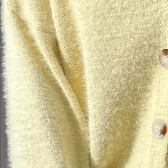 Long Sleeve Cardigan Drop Shoulder Fuzzy Knit Cardigan V-Neck Sweater - Picture 4 of 5